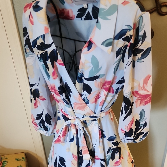 Women Dress Charles Henry Summer Fashion Evening Floral Dress Long Sleeve Sz S - Picture 3 of 9